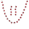 Elegant jewelry set with red crystal necklace and teardrop earrings for formal wear - Red