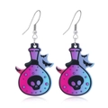 Halloween-Ohrhänger Giftflasche mit Totenkopf und Fledermaus im lila-blauen Farbverlauf - Zaubertrankflaschen-Stil (WEH3541)