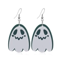 Orecchini a fantasma in acrilico bianco per Halloween con retro verde e ganci pendenti - Bianco e Verde Scuro