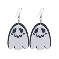 Orecchini di Halloween in acrilico con fantasmi bianchi e dettagli a cuore su ganci - Bianco e Nero
