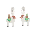 Christmas alpaca earrings in white glitter acrylic with colorful gift boxes decor - Christmas Alpaca with Gift Box (WEH3449)