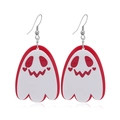 Dettaglio orecchini fantasma in acrilico per Halloween con occhi rossi e cuori - Bianco e Rosso