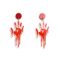 Gothic Halloween earrings featuring bloody handprint pendants on red stud bases - Red and Transparent Blood Handprint Style