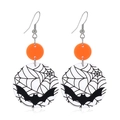 Halloween acrylic earrings with orange studs and transparent spider web bat design - Spider Web & Bat Pattern (WEH3268)