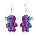 Voodoo-Puppen-Ohrringe im pink-violetten Farbverlauf mit Knopfaugen und Herz-Detail - Voodoo-Puppen-Stil (WEH3539)