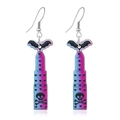 Gothic Halloween Ohrringe mit blau-rosa Farbverlauf, Fledermausflügeln und Totenkopf - Fledermausflügel Langer Stab Stil (WEH3540)