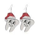 Orecchini in legno a forma di dente di Natale con cappello di Babbo Natale sorridente - Stile Dente Cappello Babbo Natale (WEH3312)