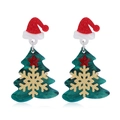 Christmas tree acrylic drop earrings with red glitter star and green marble texture - Christmas Tree And Hat Style (WEH3569)