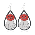 Orecchini di Halloween a goccia con cornice nera e motivi di zucca e fantasmi - Stile Zucca Fantasma Cavo (WEH3315)
