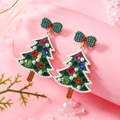 Orecchini a goccia albero di Natale con strass colorati e fiocco di perline verdi - Stile Bianco E Verde (WEH3840)