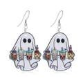 Geister-Ohrringe mit Milchtee-Design aus Acryl für Halloween Mode-Schmuckstück - Geist mit Bubble Tea Stil (WEH3547)