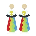 Boucles d'oreilles OVNI en acrylique avec faisceaux colorés et design de vaisseau alien - Style Clou Rond Or Vaisseau Spatial Extraterrestre