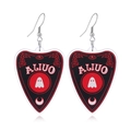Gothic Ouija board heart earrings with ghost and eye motifs in red and black - Ghost and Moon Style (WEH3525)
