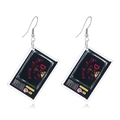 Halloween Gothic Ouija acrylic drop earrings with pink and yellow artistic prints - Colorful Decorative Rectangle (WEH3528)