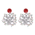 Festive Christmas tree lights acrylic drop earrings with red glitter and holiday text - Light String Text Style (WEH3252MX) / Small