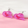 Boucles d'oreilles chapeau de cowboy en acrylique rose avec paillettes et étoiles blanches - Style Chapeau de Cowboy Rose (WEH3939)