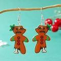 Zombie gingerbread man acrylic earrings with bone details and silver hooks for Christmas - Zombie Gingerbread Man Style (WEH3728)