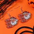 Boucles d'oreilles pendantes en acrylique Père Noël et HO HO HO pour fête de Noël - Style Père Noël Clin d'Oeil (WEH3700)