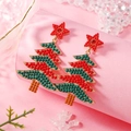 Orecchini ad albero di Natale fatti a mano con perle colorate e stelle d'oro - Stile Rosso E Verde (WEH3839)