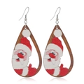 Pendientes de madera en forma de gota con diseño de Papá Noel para Navidad - Estilo Papá Noel Animado (WEH3762)