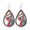 Pendientes de madera de Navidad con diseños de calcetines festivos y regalos - Estilo de Calcetín y Regalo (WEH3763)
