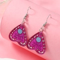 Boucles d'oreilles cœur en acrylique rose avec paillettes et motif Hello Goodbye - Style Planchette en Cœur (WEH3943)
