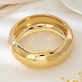 Polished chunky gold open bangle bracelet for women with minimalist wide band design - T787-Style 1
