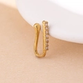 Clip per naso a forma di U dorata senza piercing con file verticali di zirconi scintillanti - Diamante piccolo