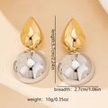 Detailed view of geometric gold and silver metallic earrings with size and weight specs - Gold And Silver Contrast Style (E1612)