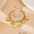 Detailed view of golden heart pendant bracelet with LOVE engraving and rose patterns - Gold (S421)