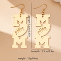 Elegant gold MOM American football drop earrings for women with high-quality polished finish - Gold MOM Football Hollow Style (E1660)