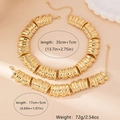 Vintage Goldschmuck-Set mit markanter Halskette und offenem Manschettenarmband - Wellenförmiger Stil (T642)