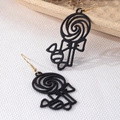Orecchini a lecca-lecca neri opachi con ganci dorati e dettaglio a fiocco elegante - Nero