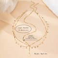 Detail of layered gold star and moon tassel headpiece with beads and size specifications - Star Moon Multilayer Style (TL11)