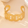 Minimalist gold wide link chain cuff bracelet with a polished finish for women - Gold