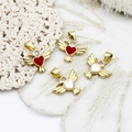 18k gold bird heart pendants with mother of pearl and zircon for DIY jewelry making - White Bird / 14.6*16.5mm / White Flying Bird 14.6*16.5mm