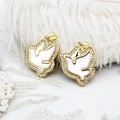 18k gold plated dove pendant with shimmering shell inlay and white zircon micro-paving - Pigeon / 18*23mm / White Shell Dove 18*23mm
