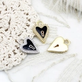 18K gold plated heart lock pendant with black enamel and micro-pave zircon crystals - Enamel Black Heart Lock (13.5*19mm) / White Gold