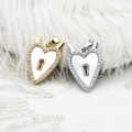 18K gold plated heart devil lock pendants with white shell inlay and zircon accents - Devil Heart Lock (14*20.6mm) / White Gold