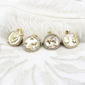 18K gold plated zodiac pendants with white shell and micro-inlaid stones set of 4 - Leo