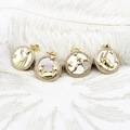 Set of four 18K gold plated zodiac pendants with white shell and micro-pave zircons - Virgo