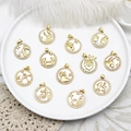 Golden 18K gold plated 12 zodiac constellation pendants with white shell inlay - Twelve Zodiac Signs Set (Pendant Only (Without Chain))