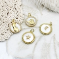 Golden micro-paved shell pendants featuring angel, Maria, moon, and star for DIY jewelry - Round Angel Style