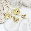 Golden heart pendants with cross and wings, inlaid with zircons for DIY jewelry making - Cross Rhinestone Heart (17.6x22mm)