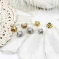 Detalle de cuentas espaciadoras cilíndricas bañadas en oro de 18K con circonitas - Oro blanco / 4*6mm / Estilo de Micro Incrustación de Fila Única