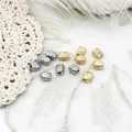 18K gold and silver plated geometric rectangle spacer beads with hammered texture for DIY - Textured Rectangle Style / 4.6*6.1mm / White Gold