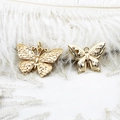 18K gold plated butterfly pendants with filigree and heart cutouts for DIY jewelry making - Textured Butterfly / Gold