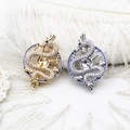 Exquisite 18K gold and silver dragon brooches with crystals and abalone shell accents - Platinum Tone Dragon (22.5*34.5mm)