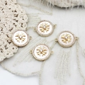 18K gold plated hexagram star charms with white mother of pearl and zircon for DIY jewelry - Double Loop Small Cross Connector / 15*19mm