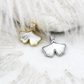 18K gold-plated ginkgo leaf pendants with white shell inlay and zircon accents - Zircon Ginkgo Style / 15*15.7mm / White Gold